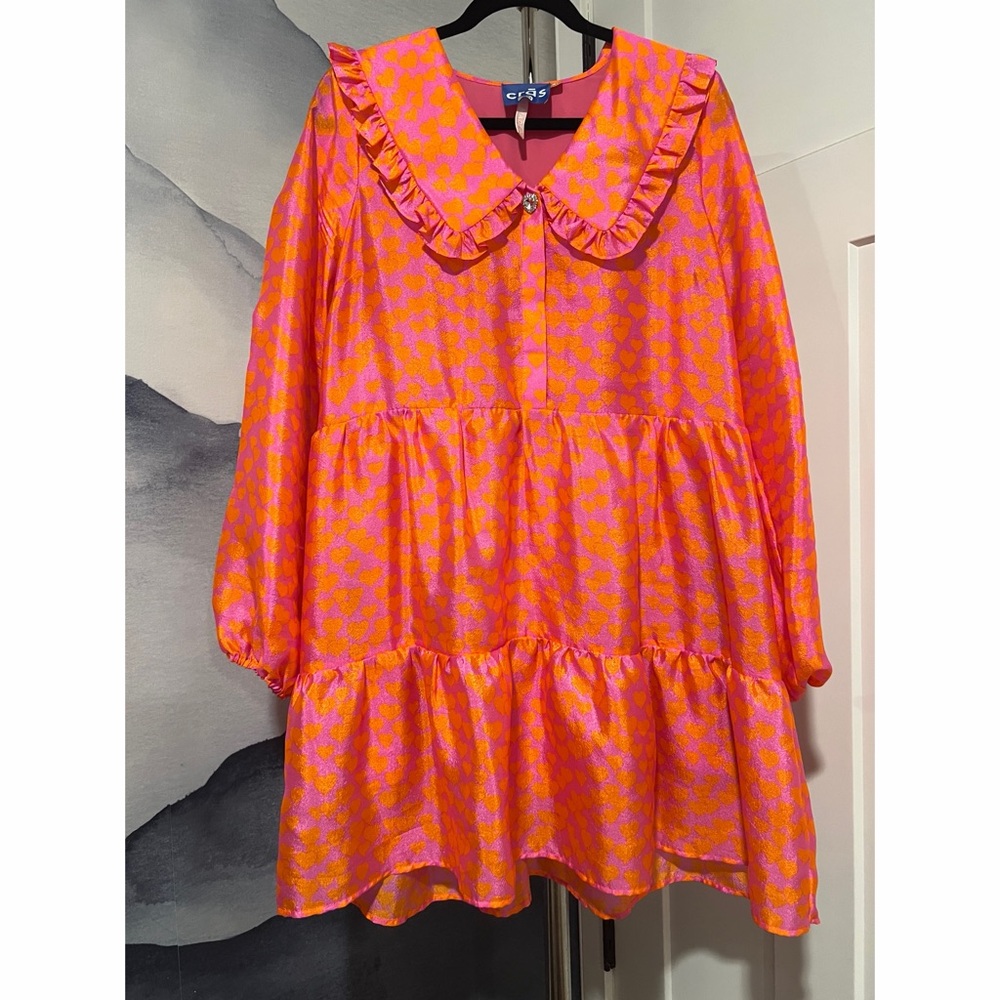Cras Pink and Orange Heart Patterned Dress